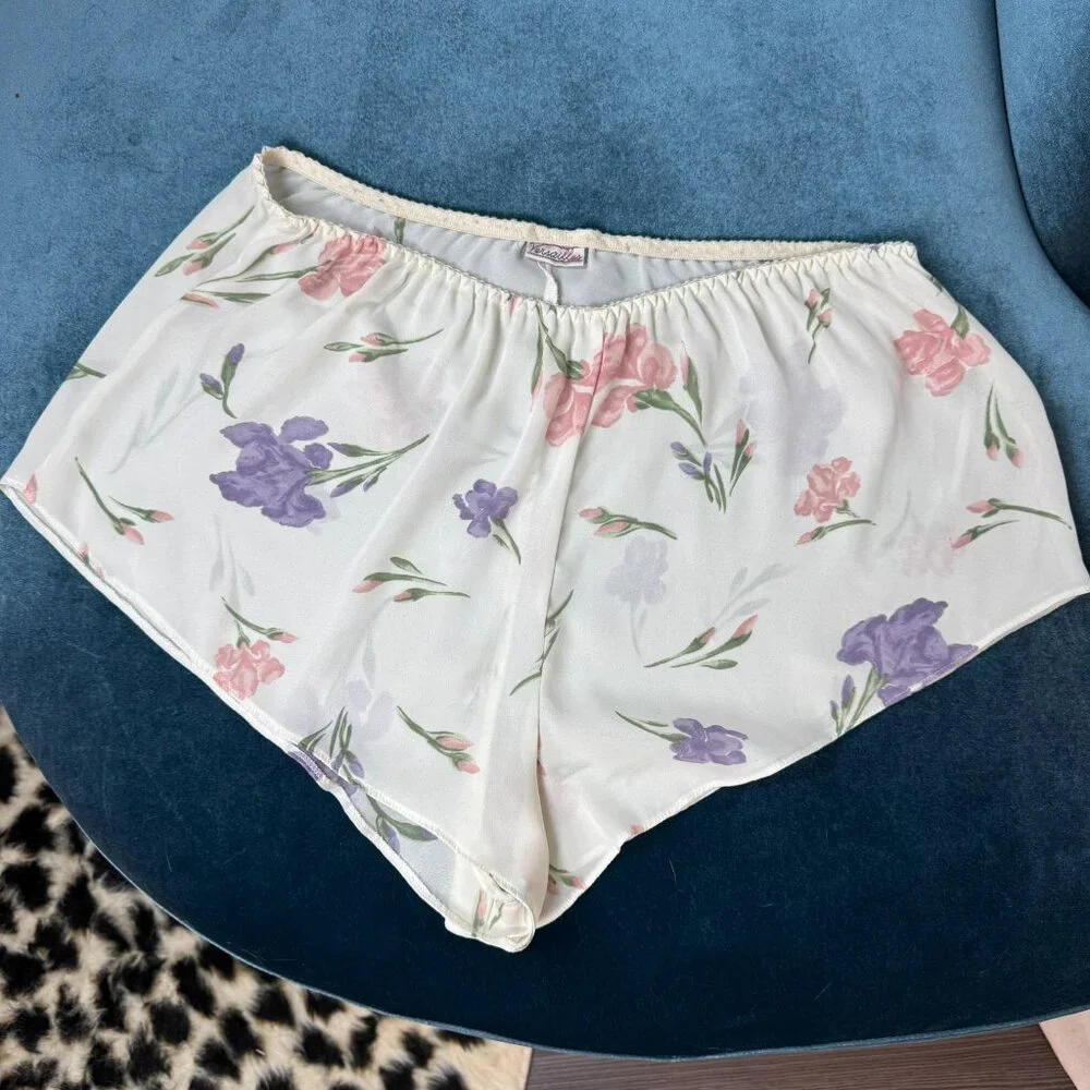 Vintage 90s Versailles Floral Two-Piece Sheer Cami & Tap Shorts Set Medium - Picture 3 of 7